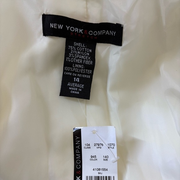 New York & Company cream color suit set Tailored Blazer with Notched Lapels - Picture 15 of 16
